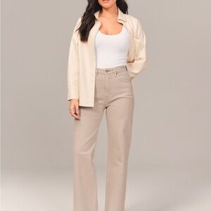 Abercrombie & Fitch Beige High Rise Relaxed Jeans Curve Love